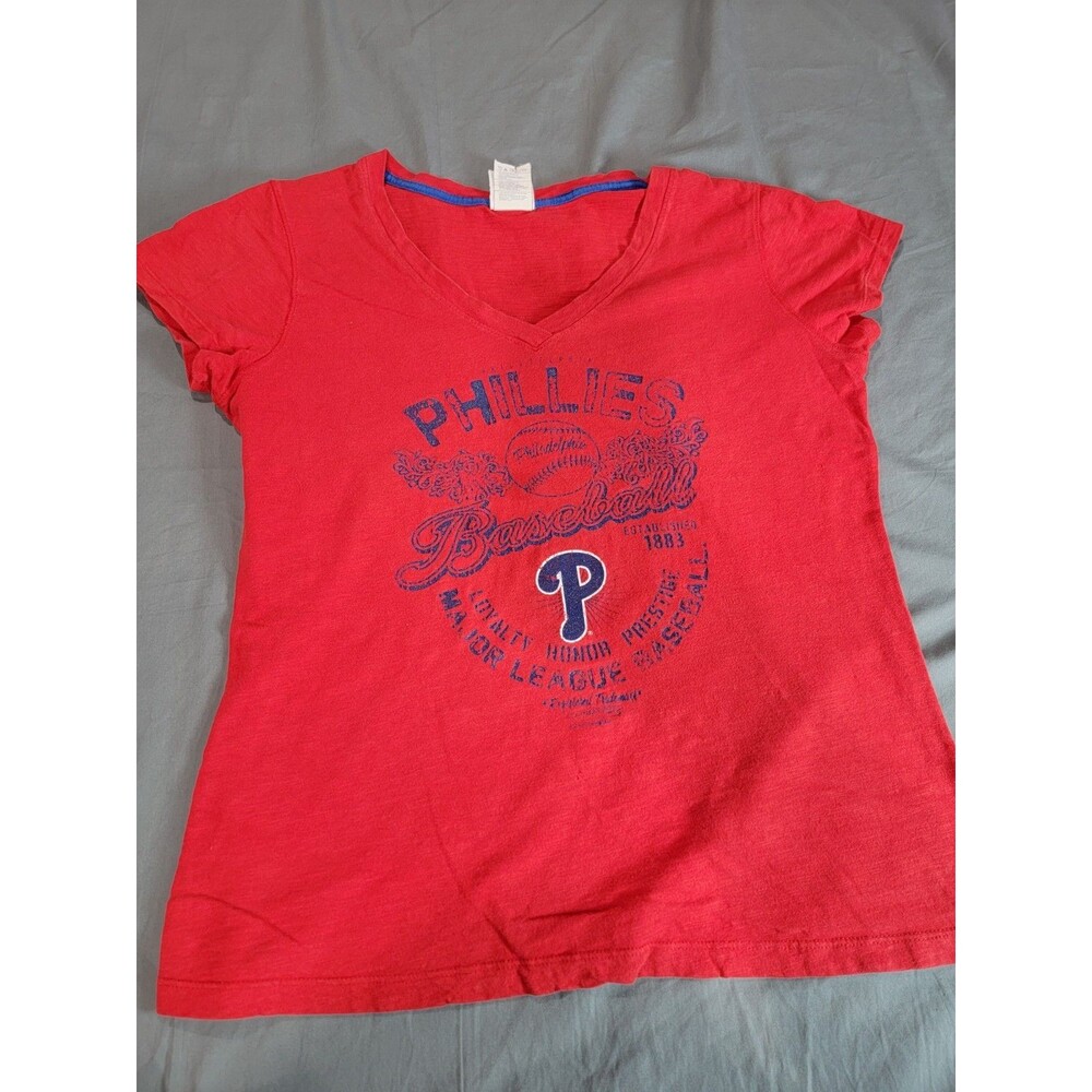 MLB Philadelphia Phillies Women's S Small V Neck red with P